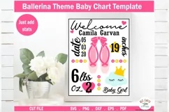 Ballerina Baby announcement chart template,baby stat SVG,DXF Product Image 1