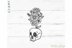 Floral Skull SVG, Gothic SVG, Skull With Flowers SVG Product Image 2