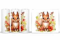 Squirrel Tumbler Sublimation. Squirrel Flowers Tumbler Product Image 2