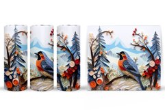 Bird Tumbler Sublimation. Winter Bird Quilling Tumbler Product Image 2