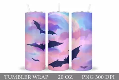 Halloween Bat Tumbler Design. Bat Silhouette Tumbler Wrap Product Image 1