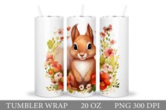 Squirrel Tumbler Sublimation. Squirrel Flowers Tumbler Product Image 1