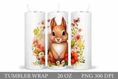 Squirrel Tumbler Sublimation. Squirrel Flowers Tumbler Product Image 1