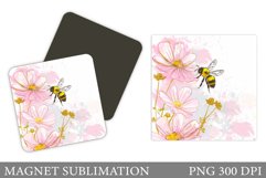 Bee Magnet Sublimation. Flowers Magnet Design Product Image 1