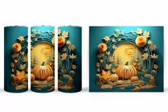 Pumpkin Fall Tumbler Sublimation. 3D Pumpkin Tumbler Design Product Image 2