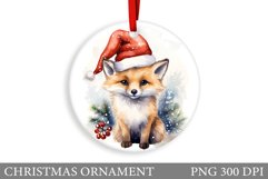 Christmas Fox Round Ornament. Fox Christmas Ornament Design Product Image 1