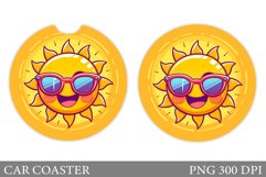 Cute Sun Car Coaster Design. Positive Sun Car Coaster Product Image 1