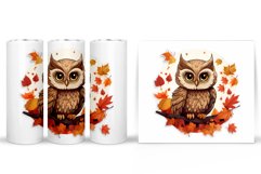 Owl Fall Tumbler Sublimation. Cute Owl Tumbler Wrap Design Product Image 2