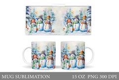 Snowman Mug Wrap Subimation. Christmas Mug Wrap Design Product Image 1