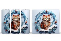 Winter Cat Tumbler Wrap. Cat Quilling Tumbler Sublimation Product Image 2