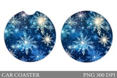 Snowflakes Car Coaster Design. Snowflakes Round Coaster Product Image 1
