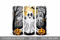 Ghost Halloween Tumbler Design. Ghost Tumbler Sublimation Product Image 1