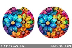 Rainbow Flowers Car Coaster. Flowers Car Coaster Design Product Image 1