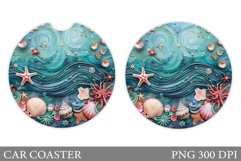 Sea Car Coaster Sublimation. 3D Seashell Car Coaster Design Product Image 1