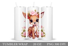 Cute Deer Tumbler Sublimation. Flowers Tumbler Design Product Image 1