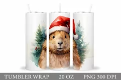 Christmas Capybara Tumbler Wrap. Winter Capybara Tumbler Product Image 1