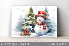 Cute Snowman Cutting Board. Christmas Cutting Board Design Product Image 1