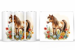 Horse Tumbler Wrap Sublimation. Horse Flowers Tumbler Design Product Image 2