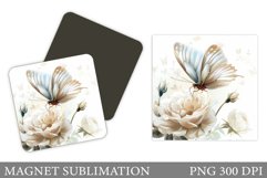 Butterfly Magnet Sublimation. Rose Magnet Design Product Image 1