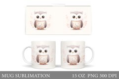 Cute Owl Mug Wrap Design. Owl Mug Wrap Sublimation Product Image 1
