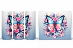 Butterfly Tumbler Sublimation. Flowers Tumbler Wrap Design Product Image 2