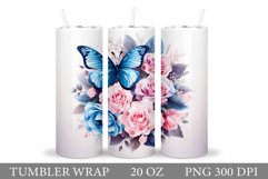 Butterfly Tumbler Design. Flowers Tumbler Sublimation Product Image 1