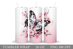 Butterfly Tumbler Design. Flowers Tumbler Sublimation Product Image 1
