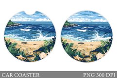 Sea Car Coaster Sublimation. Beach Car Coaster Design Product Image 1
