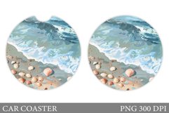 Sea Car Coaster Design. Seashell Car Coaster Sublimation Product Image 1