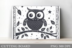 Cute Owl Cutting Board. Owl Flowers Kitchen Cutting Board Product Image 1
