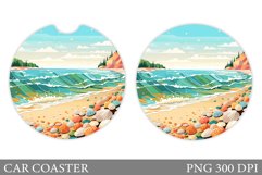 Sea Car Coaster Design. Seashell Car Coaster Sublimation Product Image 1