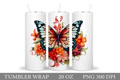 Butterfly Tumbler Design. Flowers Tumbler Sublimation Product Image 1