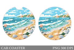 Sea Car Coaster Sublimation. Beach Car Coaster Design Product Image 1
