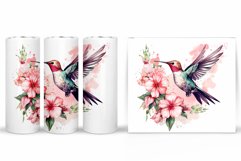 Hummingbird Tumbler Sublimation. Bird Flowers Tumbler Product Image 2