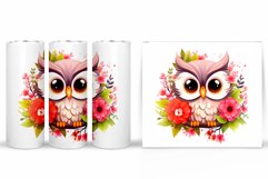 Cute Owl Tumbler Sublimation. Flowers Tumbler Design Product Image 2