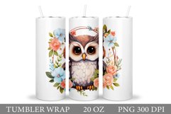 Cute Owl Tumbler Sublimation. Flowers Tumbler Design Product Image 1