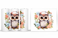 Cute Owl Tumbler Sublimation. Flowers Tumbler Design Product Image 2