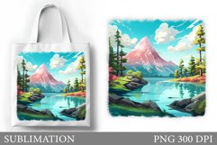 Mountains Tote Bag Sublimation. Summer Tote Bag Design Product Image 1