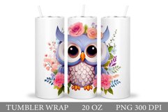 Owl Tumbler Sublimation. Summer Owl Tumbler Design Product Image 1