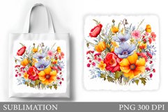 Wildflowers Tote Bag Sublimation. Flowers Sublimation Product Image 1