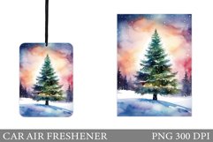 Christmas Tree Car Air Freshener. Watercolor Christmas Tree Product Image 1