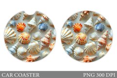 Seashell Car Coaster Sublimation. Sea Car Coaster Design Product Image 1
