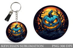 Halloween Pumpkin Keychain. Halloween Round Keychain Design Product Image 1