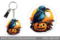 Crow Halloween Keychain. Halloween Crow Keychain Sublimation Product Image 1
