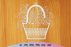 Flower in Parcel Basket SVG Product Image 1