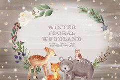 Frame Watercolor Winter Woodland, Christmas Animal Clipart Product Image 3