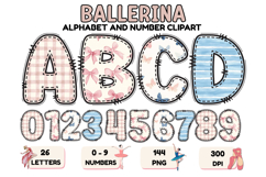 Bellerina Alphabet PNG Cute Ballet Letters Numbers 300 DPI Product Image 1