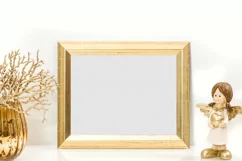 Golden frame Christmas decorations Angel PNG JPG Product Image 1