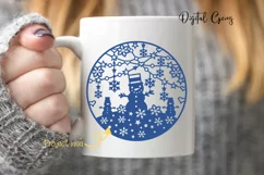 Snowman bauble / ornament papercut design. SVG / DXF / PNG Product Image 4