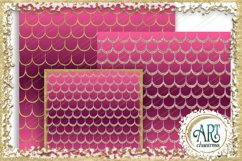 18 Digital Papers - Purple with Gold Glitter - Mermaid Scale Product Image 9